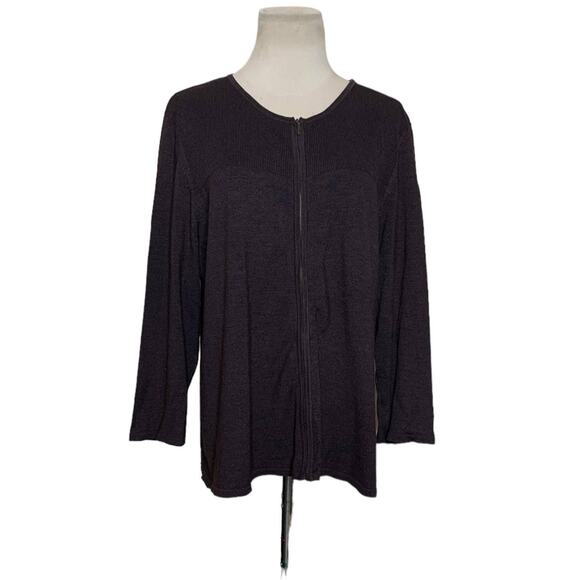 Style & Co Collection brown silk zipper knit jacket size XL - Picture 7 of 7